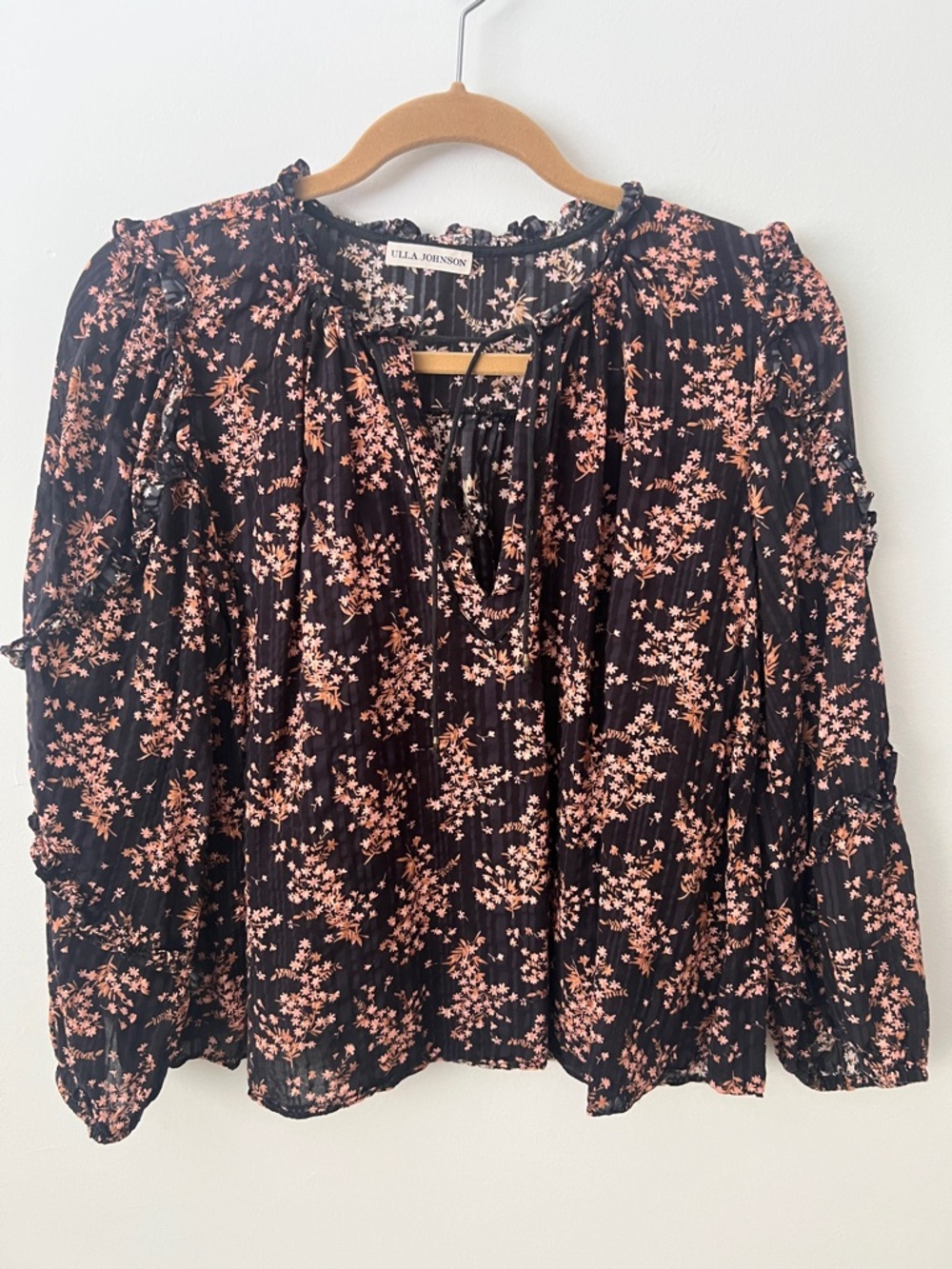 Ulla Johnson Black Blouse with Pink Floral Print